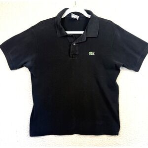 Lacoste Polo Shirt Mens Size 4 Medium Black Classic Fit Preppy